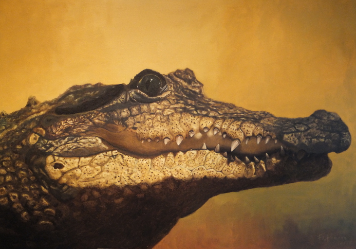 krokodil, schilderij