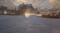 een meer in Zweden, winter, Tyngen, schilderij